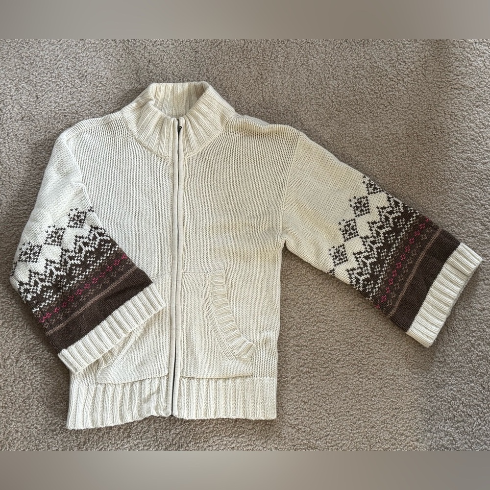 Vintage Old Navy Fair Isle Zip Cardigan Sweater